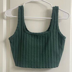 Aerie Forest Green Ribbed Women's Cropped Tank Top